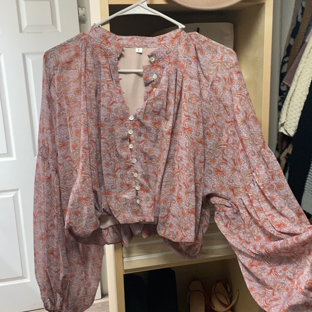 Womans size L crop sheer top from shein